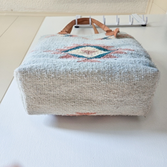 MZ Fair Trade Handmade Wool Bucket Tote Pastel Bohemian Manos Zapatecos Large - Picture 6 of 11